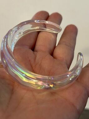 Iridescent Clear acrylic Bangle Bracelet NEW